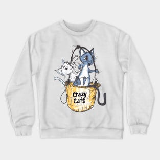 Cats playing with balls of yarn Funny T-shirt 2-08 Crewneck Sweatshirt